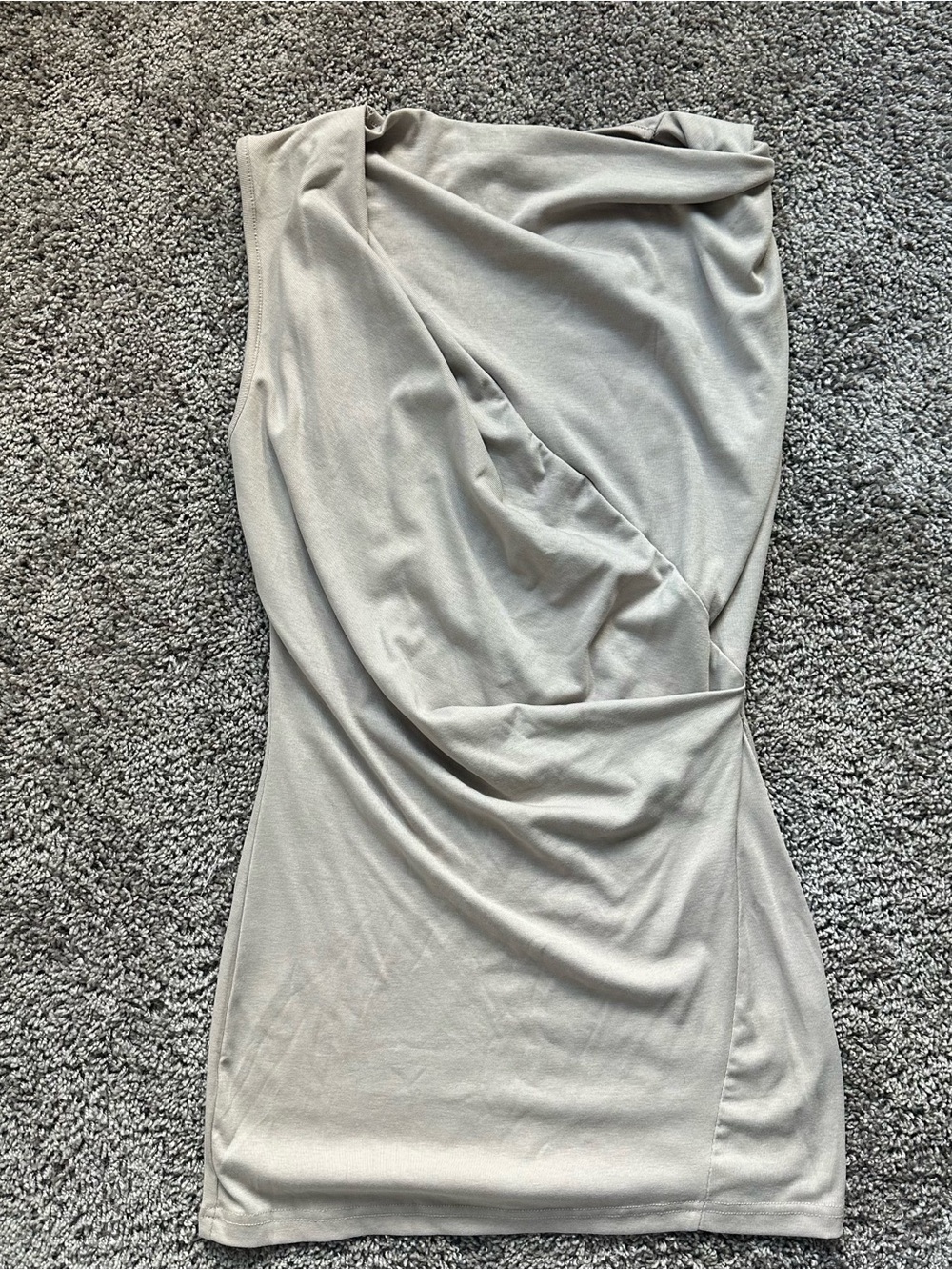Asymmetric One-Shoulder Mini Dress in Light Taupe